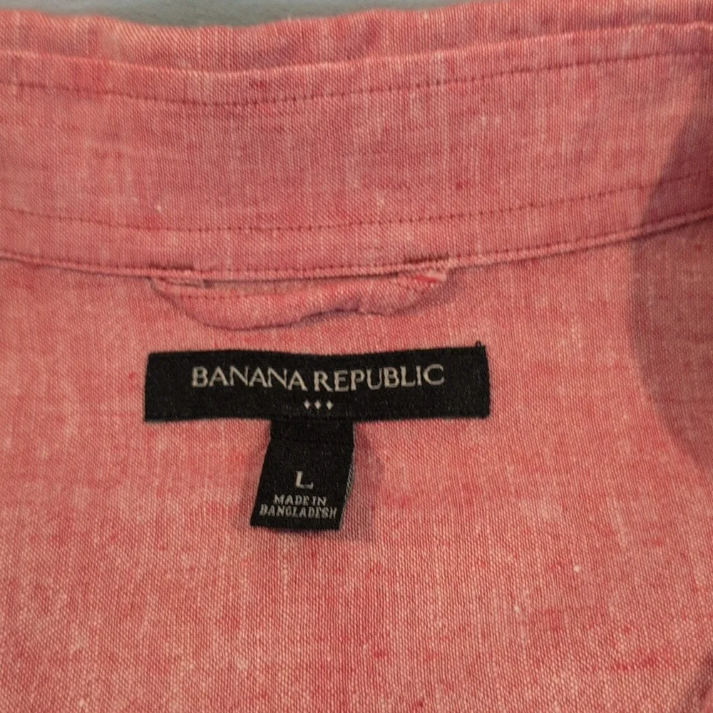 Banana Republic Men's L Regular Fit Linen- Cotton Button Down Long Sleeve Shirt